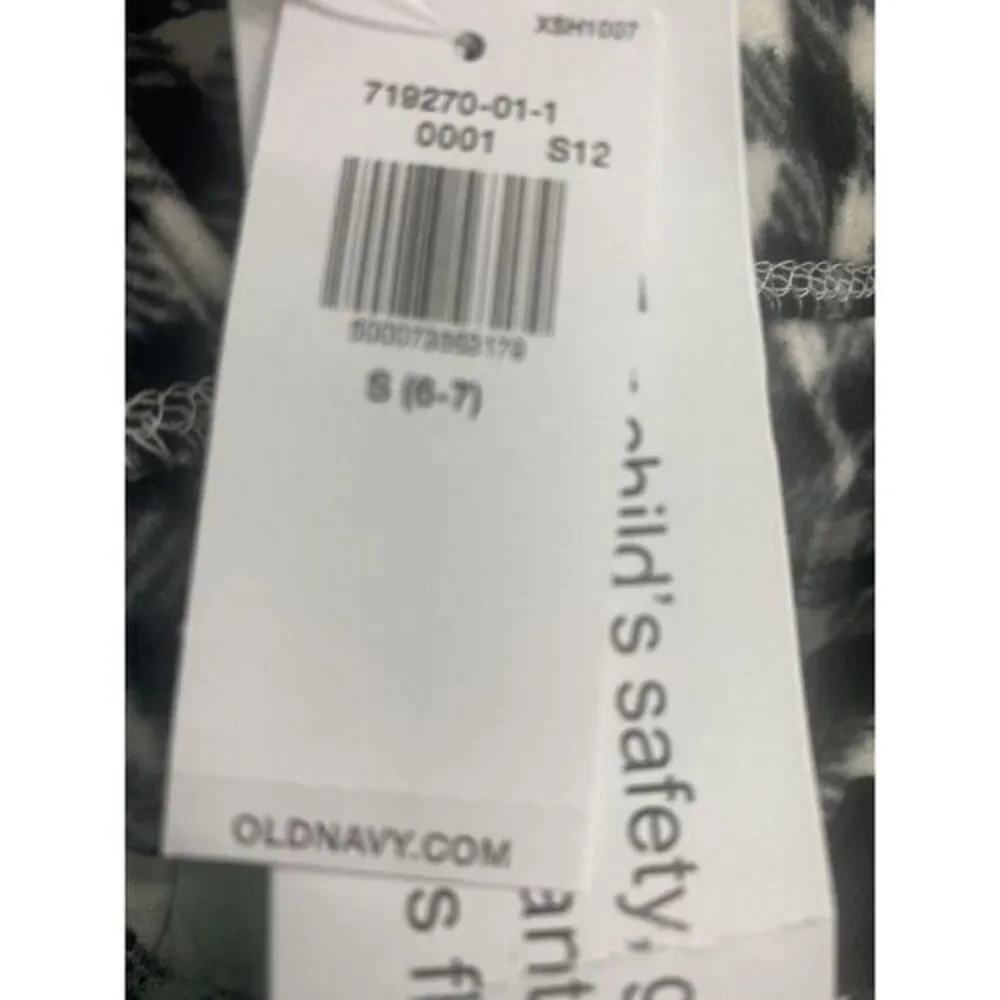 Old Navy Girls‎ Small 6-7 Black Buffalo Plaid Microfleece  Pajama Pants